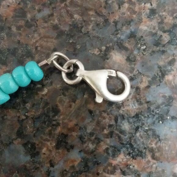 "PEYOTE BIRD" Blue and Sterling Silver Necklace with Turquoise Beads.. EUC - Picture 4 of 6